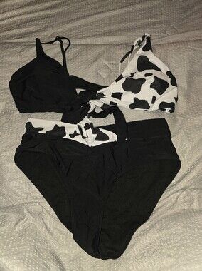 Black & White Cow Print Bikini Set